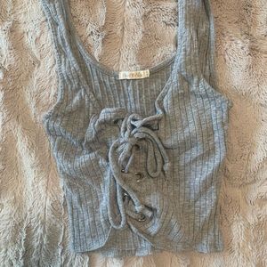 Grey Self-Tie Tank Top 🐰✨